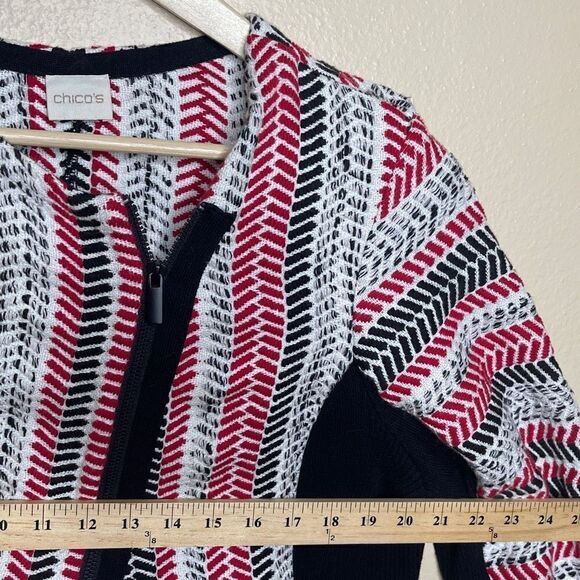 Chicos Sweater Womens Large Multicolor Side Zip Textured Sofia Jacket Ribbed - Picture 6 of 10
